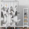 Baocicoo Chinese Ink Painting Shower Curtain Sets Sunrise Sea of Clouds Asian Mountain Landscape Shower Curtains for Bathroom Te