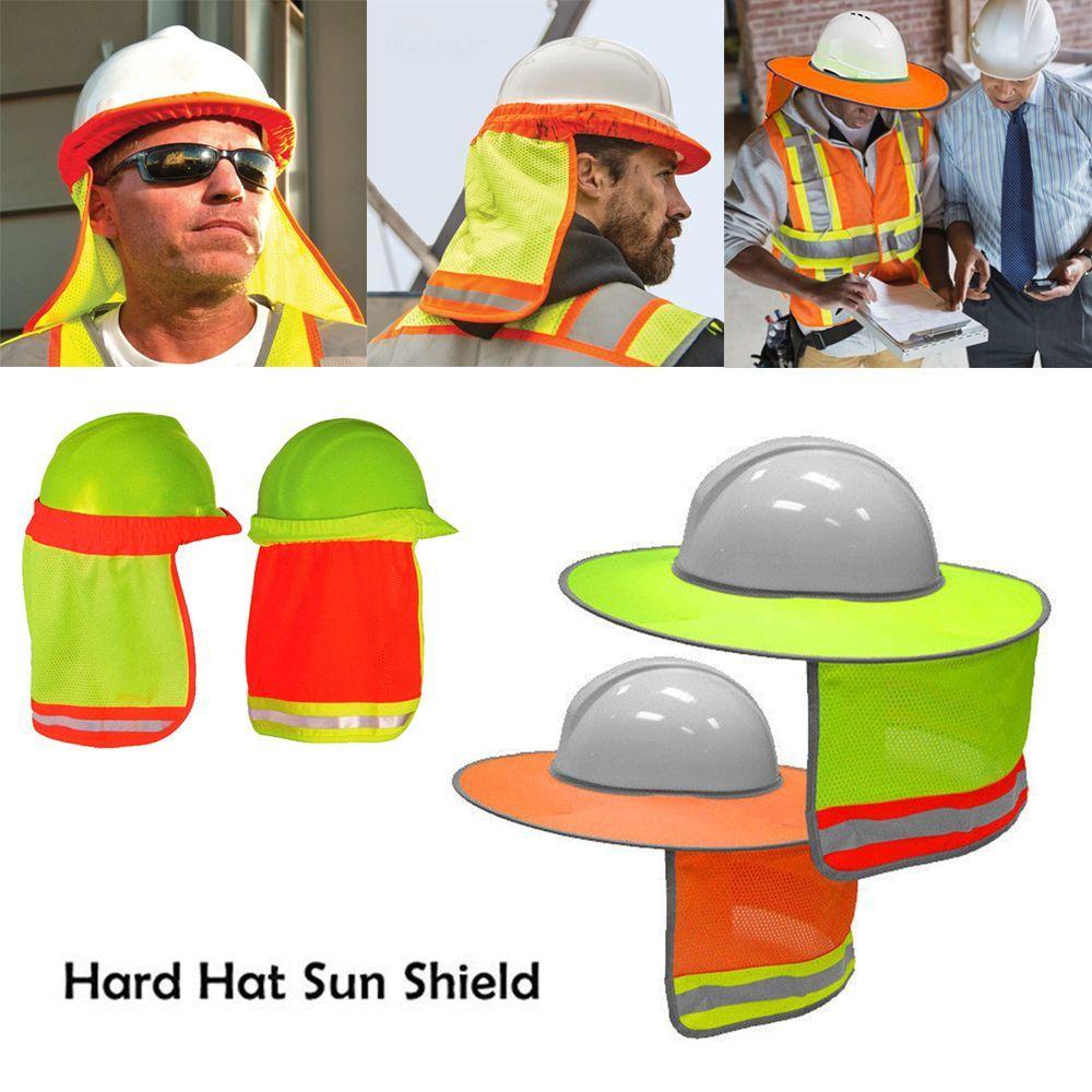 Safety Workers Protective Gear Reflective Stripe Helmet Sun Shade Cover Hard Hat Neck Shield
