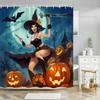 Halloween Pumpkin Bathroom Curtains Cartoon Cute Funny Magic Hat Ghost Broom Bathroom Curtains Party Decor Shower Curtain Fab