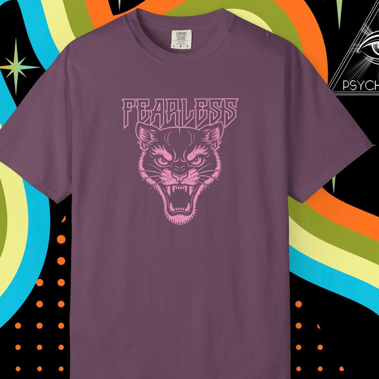 Fearless Panther Comfort Colors 1717 Shirt, Feminist Graphic Tee, Empowered Women Retro Shirt, Girl Power Vintage Panther Tee 4XL