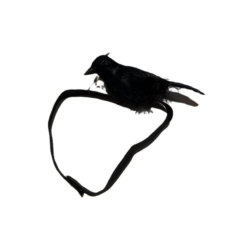 Halloween Simulation Crow Shoulder Crow with Elastic Band Dance Cosplay Costume Accessories Crow Props Holiday Ornaments