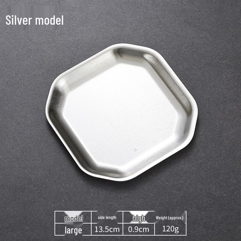 Korean Style 304 Stainless Steel Square BBQ Tray & Flat Bottom Pastry Plate - Gold Dinnerware
