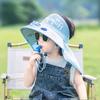 Children's summer sun protection hat with large brim and cape, breathable mesh sunshade fan fisherman hat for boys and girls, outdoor sun hat
