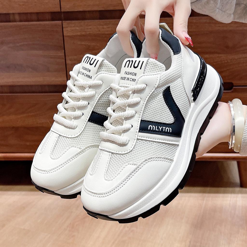 Thick-soled Dad Shoes Women's Popular Small Height Increase White Shoes Spring and Autumn 2025 New Casual Sports Shoes Board Shoes