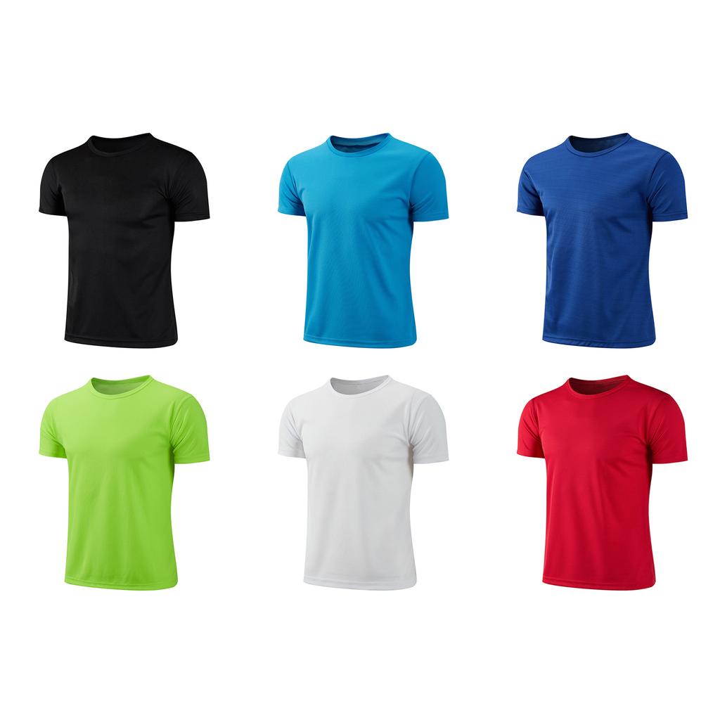 Boys Quick Dry Gym T-Shirt Short Sleeve Round Neck Solid Color Breathable Top for Running Fitness Workout