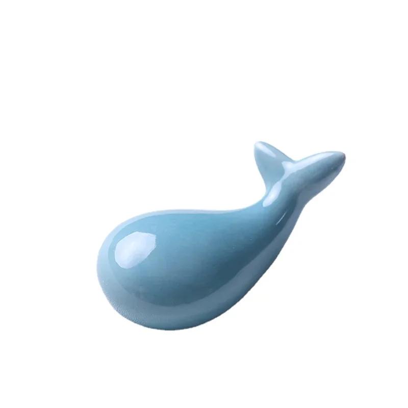 3*3.5*7cm Portacannesucchi in Ceramica Cartone Animato Forma di Balena Tappetino per Bacchette Arte Cucina Artigianato Tavola Supporto per Bacchette
