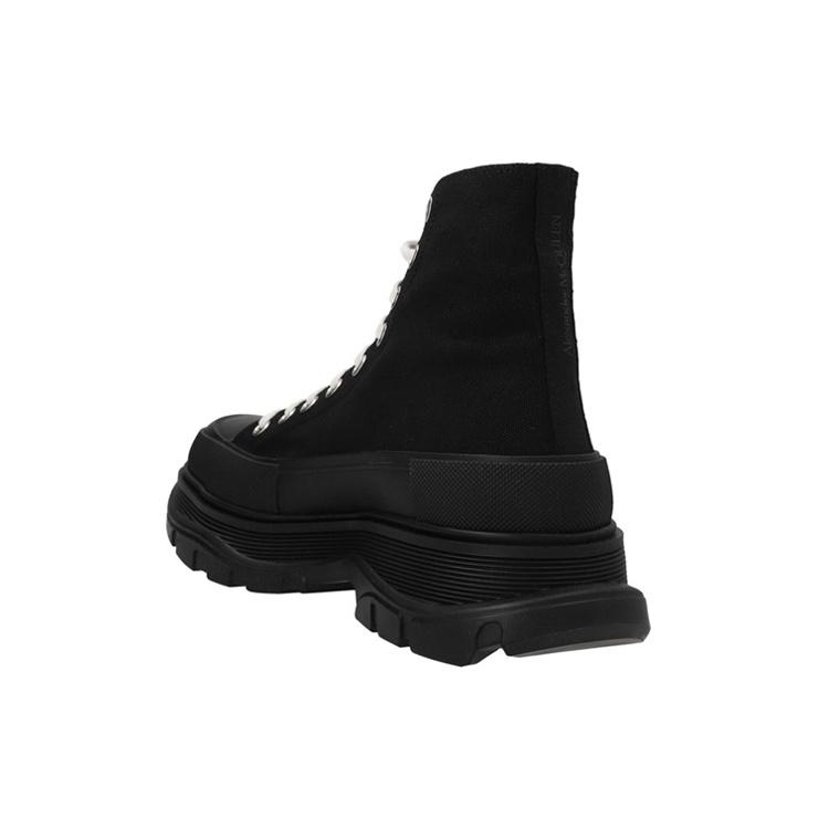 Alexander McQueen Tread Slick Canvas High Top Sneakers 'Black White' Men's 705659W4MV21000