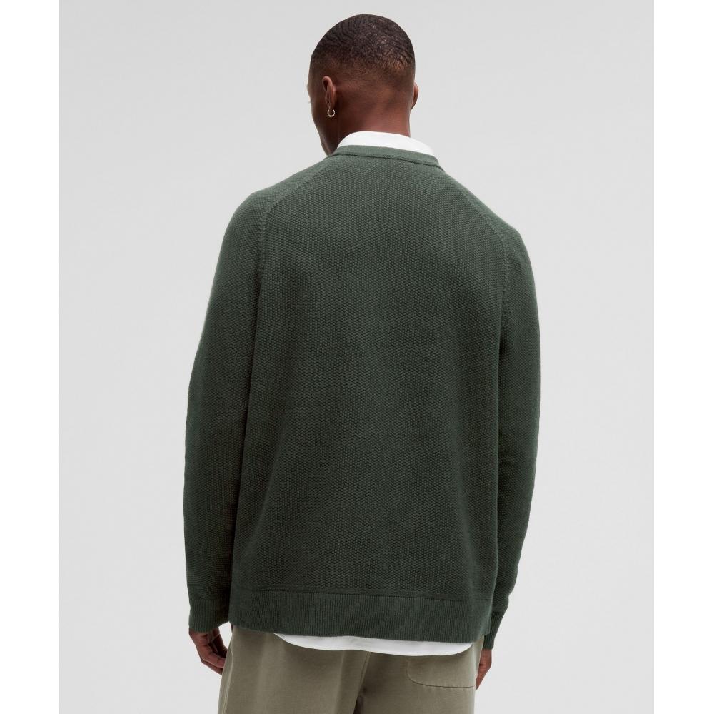 Lululemon Textured Knit Crewneck Sweater Heathered Blackened Pine