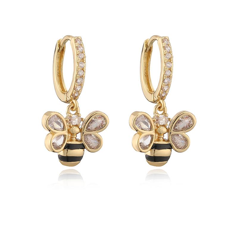 

HECHENG,Fruit Bee Shower Shape Copper Zirconia Drop Earrings Ladies Cute Sweet Jewellery Gift 1 Pair Other