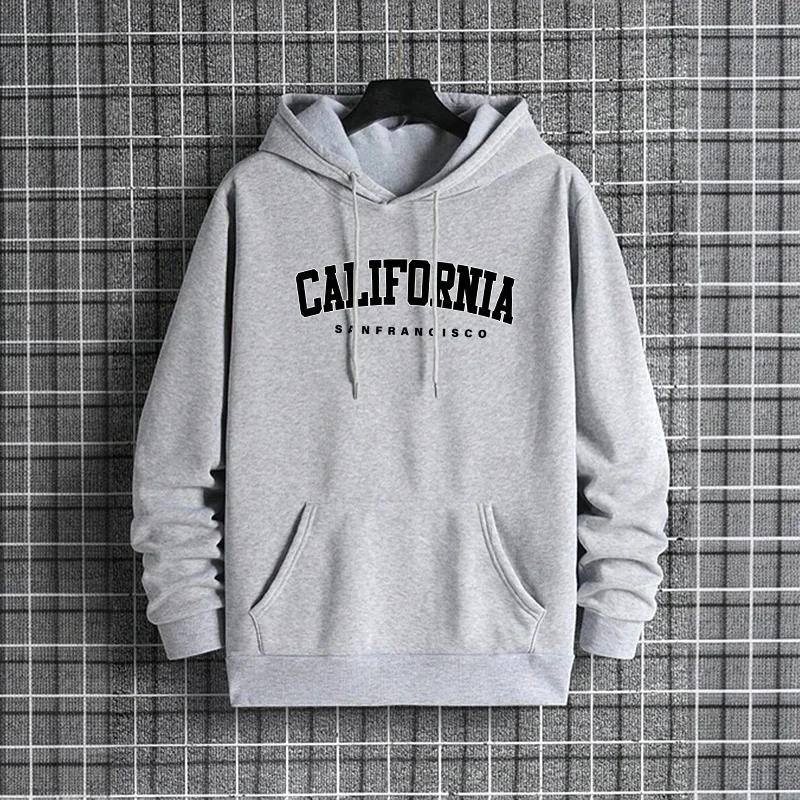 Male Trendy Casual Hoody Autumn Winter Wear Newest California Mens Hoodie Urban Streetwear Top Fashion Hip Hop Hooded Sweatshirt