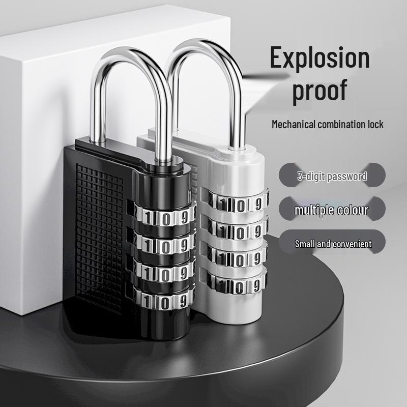 

Compact Combination Padlock for Doors, Lockers, Luggage, Gym, and Anti-Theft Security Large 4-Digit Code - Graphite Black