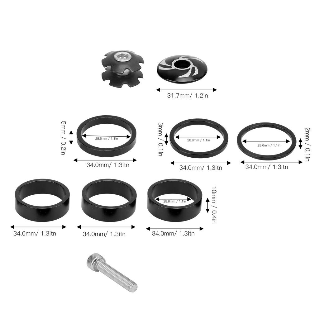 6Pcs Bike Headset Spacer Aluminium Alloy Handlebar Stem Spacers for Mountain Bike