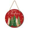 Wooden Door Sign Christmas Welcome Sign, Animal Round Hanging Decor, Cute Wall Art Farmhouse Ornament for Window Garden Holiday Decor Plaque