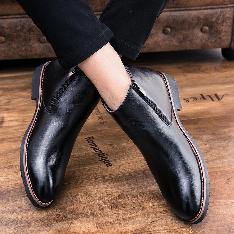 Men's shoes large size leather shoes spring and summer high-top Martin boots fashion British style personalized dress leather shoes men