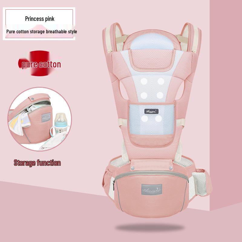 Foldable Baby Carrier Waist Stool: Dual-Use, Breathable & Portable, Front and Back Double Shoulder Baby Holder.