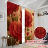 2pcs,2D Plane Printing Curtain Fabric Vibrant Red Roses Design Versatile Polyester Fabric (without Rod) Decorations Outdoor