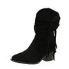 Fashion New Style Spring and Autumn Women's Luxury Retro Fashion Style Fashion Boots Thick Heel Long Tube Slim Stacked Middle Tube Boots