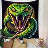 Ferocious Green Snake Artwork Patterned Tapestry Decorative Wall Hanging, Home Bedroom Living Room Decor