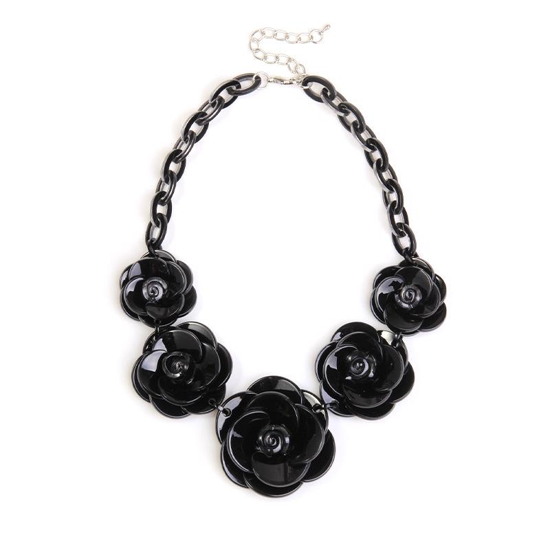 Bohemian Acrylic Flower Necklace - Colorful Rose Sweater Chain