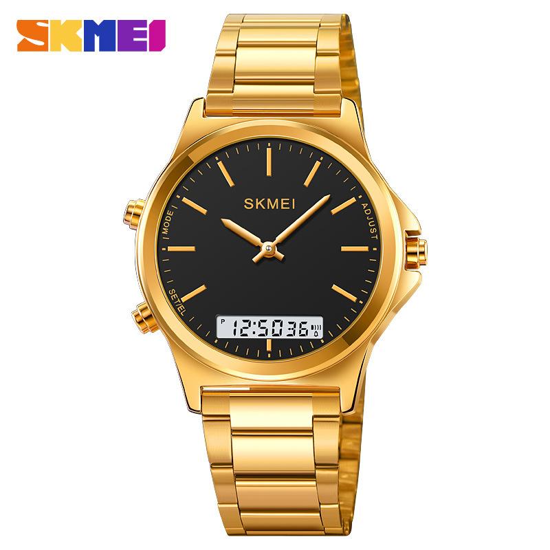Outdoor Multi-function Timing Alarm Steel Belt Male and Female Dual Display Waterproof Advanced Electronic Watch