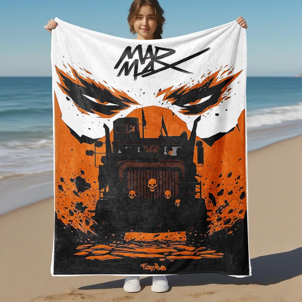 1pc Mad MaxOutdoor Flannel Blanket Soft Plush Decor for Picnics, camping,Bedroom, Playroom, or Lunch Break, Perfect Gift