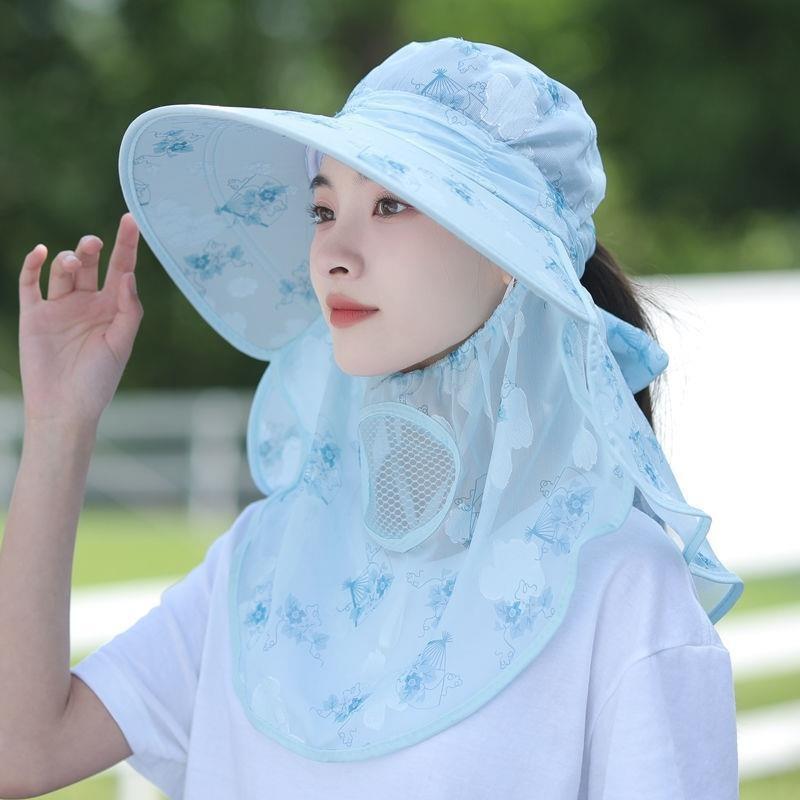 Frosted Ice Silk Sun Hat With Full Face Shield For Outdoor Sunblock Use
