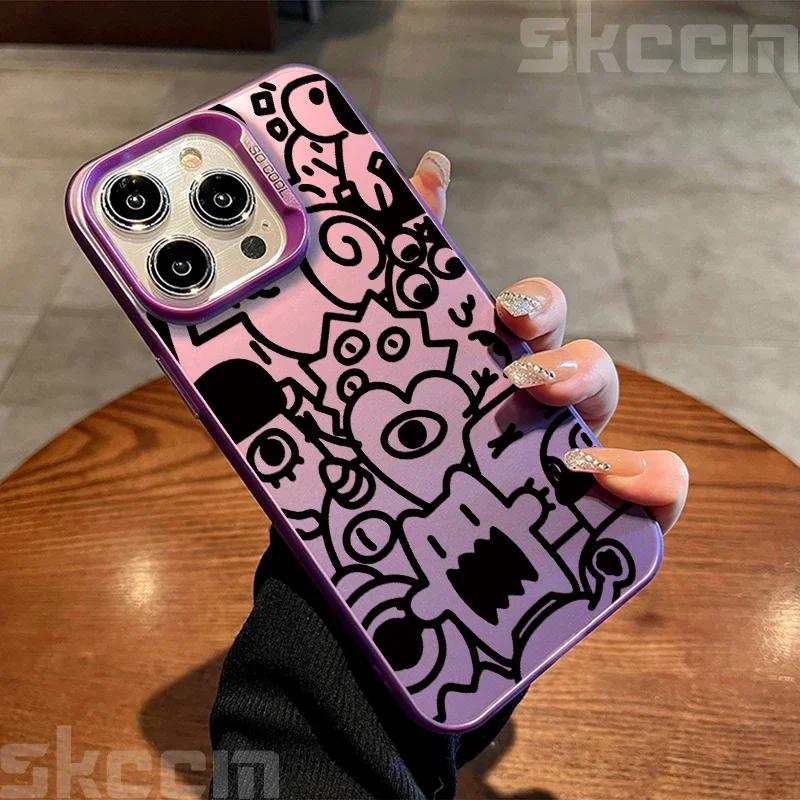 Black Graffiti Design TPU Basic Phone Case For iPhone 15 14 Pro Max 13 12 11 XS X XR 7 8 Plus 16 Shockproof Hard Cover