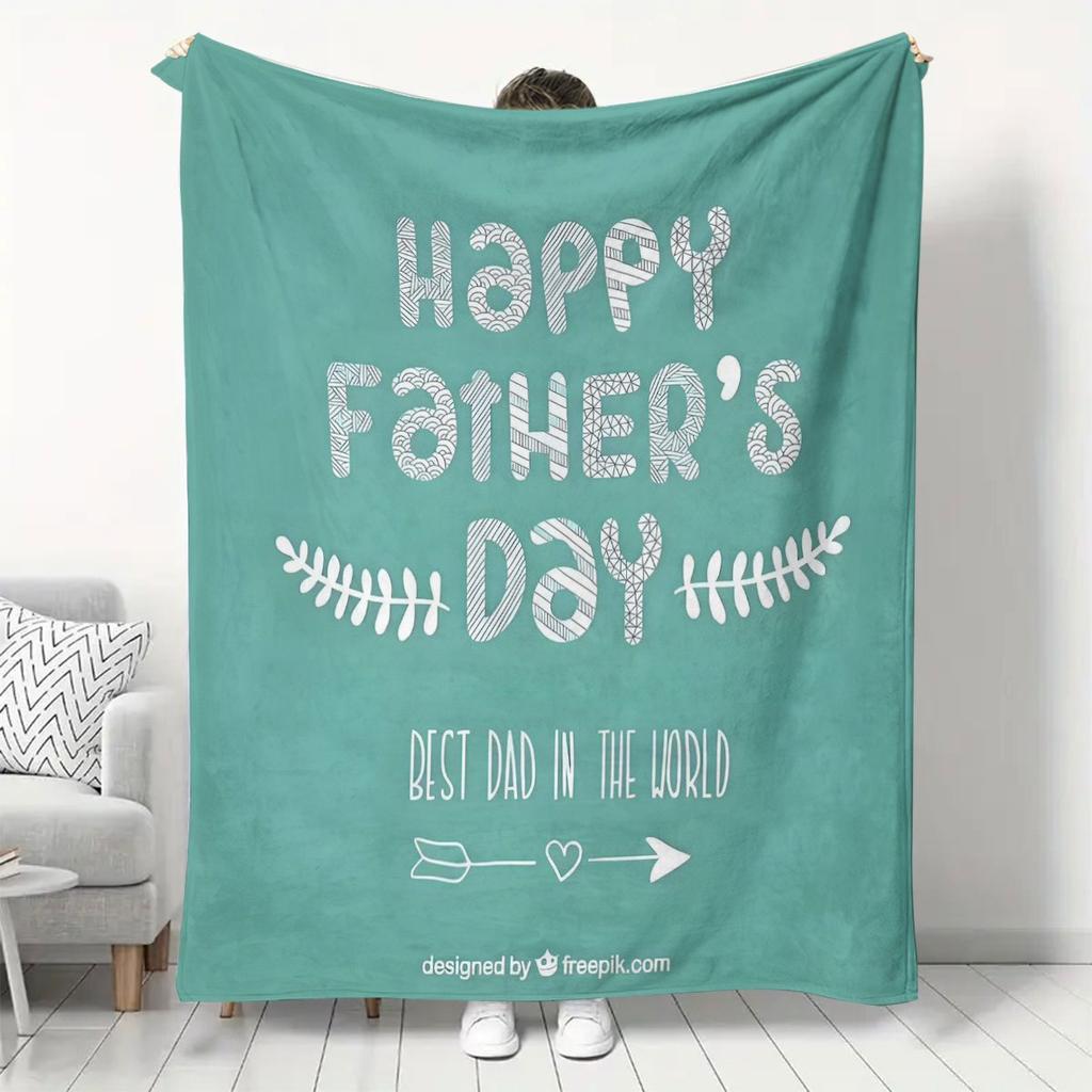 Velvet Father's Day Blanket-Soft Graphic Throw for Dad, All-Season Gift for Sofa/Bed/Travel Cozy Office Nap & Home Decor Blanket