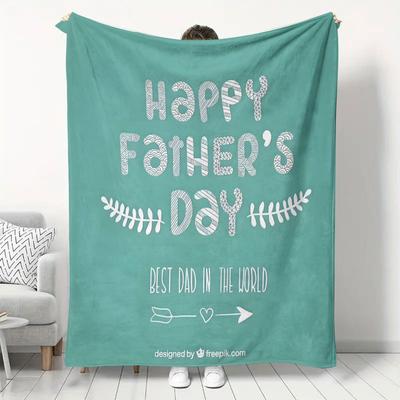 Samt-Vatertagsdecke - Weiche grafische Überwurfdecke für Papa, Ganzjahresgeschenk für Sofa/Bett/Reise, Gemütliche Büro-Nickerchen & Heimdeko-Decke