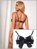 Ohyeahlady Sexy Lingerie Plus Size Satin Panties with Cute Leg Bra and Panties Size M Women's Set, Rings, Set, Underwired, Black,