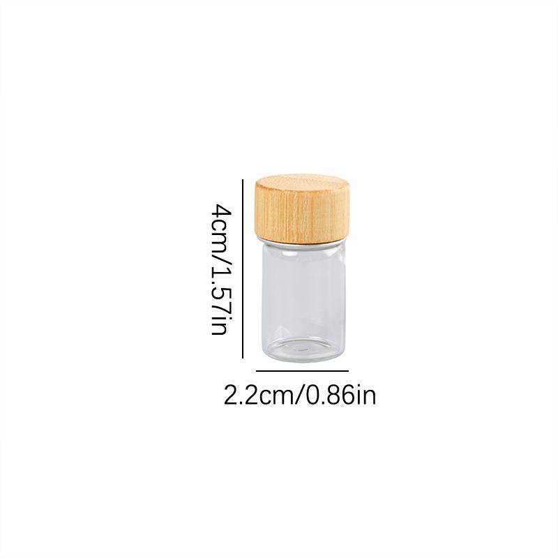 1Pc Clear Glass Bottles With Bamboo Wood Cap Empty Spice Bottles Sealed Reagent Bottle Diy Crafts Decoration Empty Small Jar