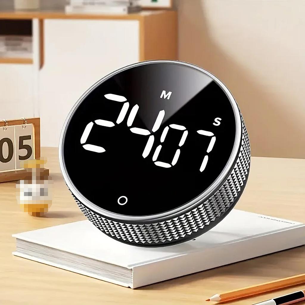 Digital Kitchen Timer Pomodoro Timer Rotating Dial Count Up Down with Magnetic Back 3 Preset Times Large LED Display