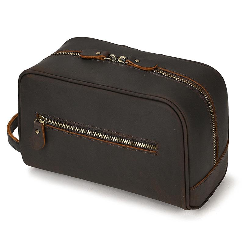 

Vintage Leather Travel Storage Bag Men S Mad Horse Leather Toilet Bag Women S Cowhide Storage Cosmetic Bag