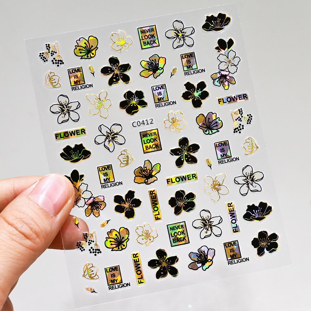 Stripe Abstract Mix And Match Nail Art Sticker Adhesive 3D Line Simple Retro Girl Nail Decoration Sticker