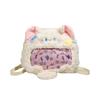 Three-flower kitten food intake cute backpack plush doll backpack female