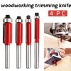 Versatile Trimming & Detailing Kits - 4pc Premium Woodworking Router Bit Set for Smooth Cutting and Professional Finish