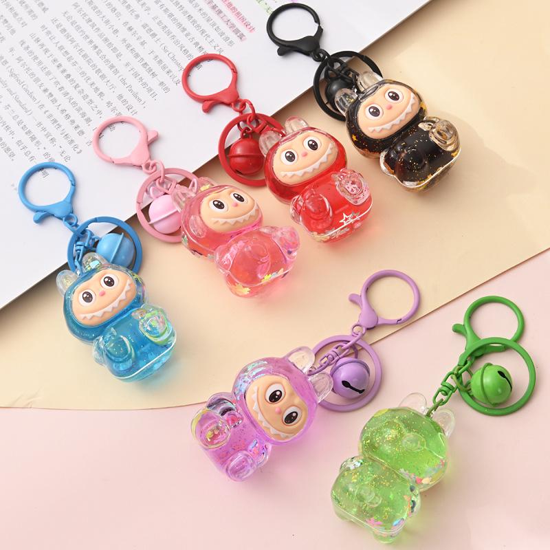 Labubu Plüschpuppe Handy-Anhänger: Niedlicher, farbenfroher, transparenter Rucksack-Anhänger-Schlüsselanhänger
