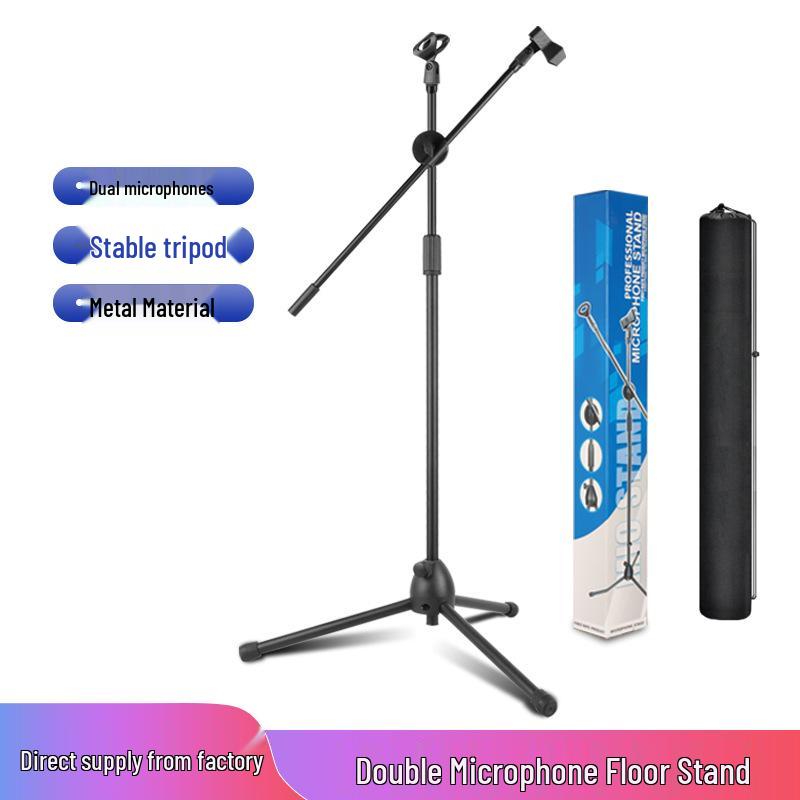 Retractable Folding Microphone & Phone Tripod Stand for Live Streaming and Karaoke, Portable for Indoor/Outdoor Use