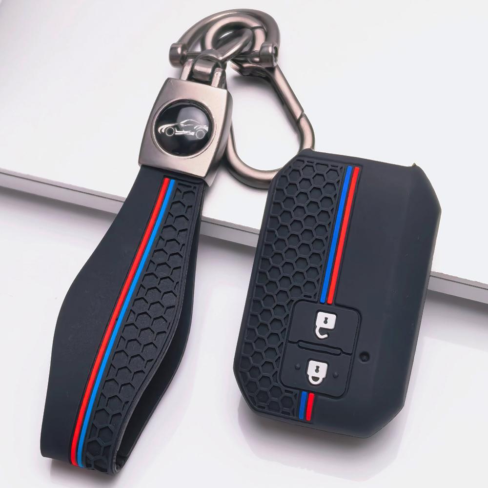 Soft Silicone Remote Key Case for Suzuki Swift Ertiga Ignis Baleno XL7 Ciaz Dzire with Keychain Honeycomb Texture Shockproof Car Remote Key Sleeve