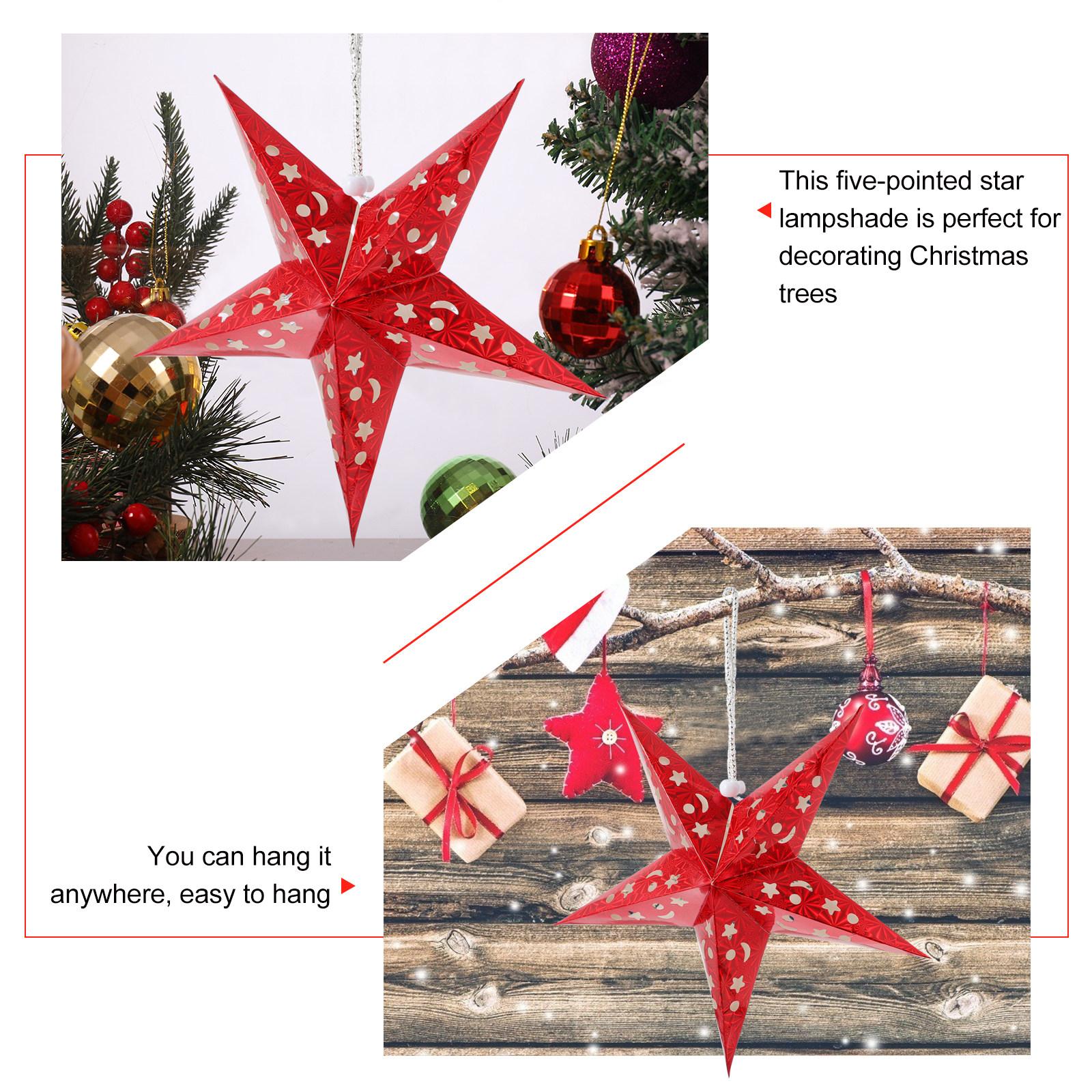 

4Pcs Paper Star Light Shade 3D Five-Pointed Lantern Perfect Christmas Tree Topper for Indoor Holiday Decoration