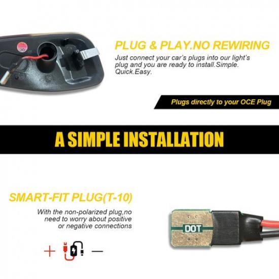 For 2015- Jeep Renegade Fender Side Marker Light Turn Signal Lamp White Pair