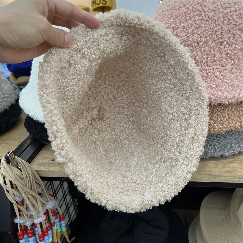 Simple Circle Yarn Plush Bucket Hat Women's Literary and Artistic Face Small Warm Fashion Retro Fisherman Hat