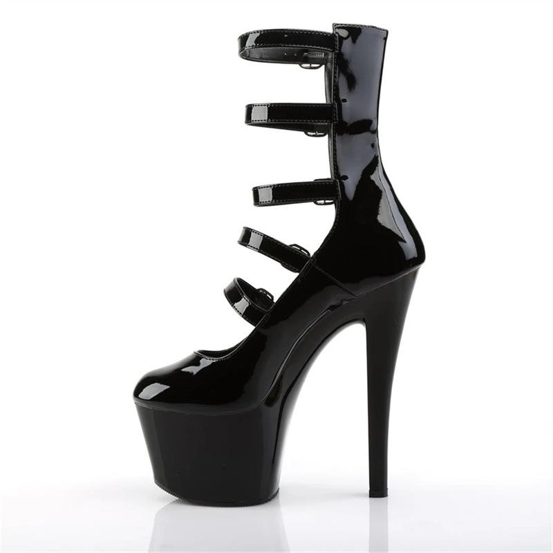 Direktverkauf runde Spitze super hoher Absatz 15cm Stiefeletten schwarz Modetrend Durchschnittsgröße Viskose kurzer Schaft Damenmode Sandalen