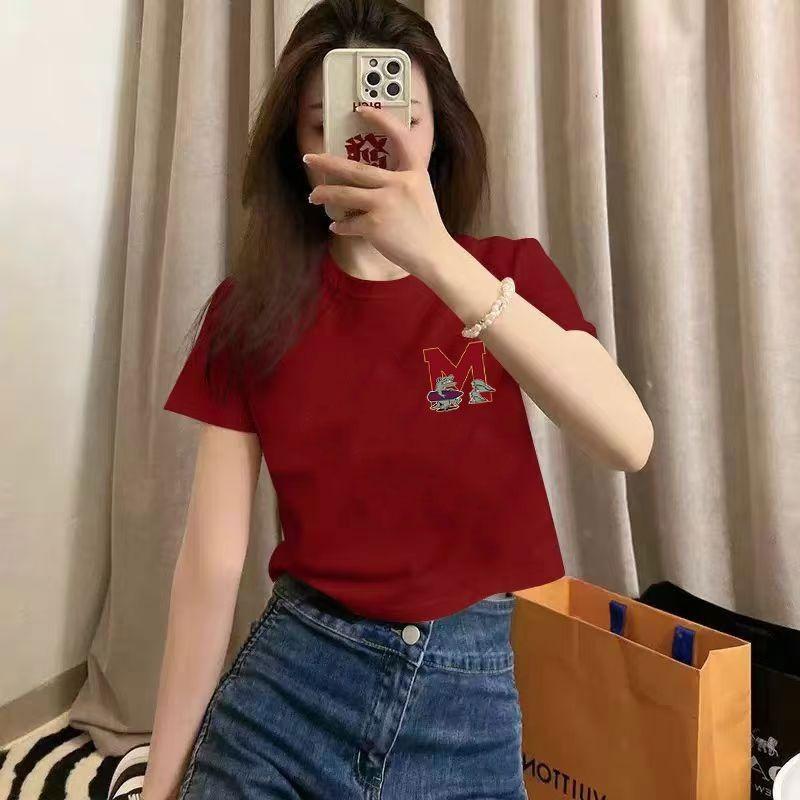 Round Neck Dressing Short T-shirt Shirt for Girls In Summer New Design Pure and Slim Body