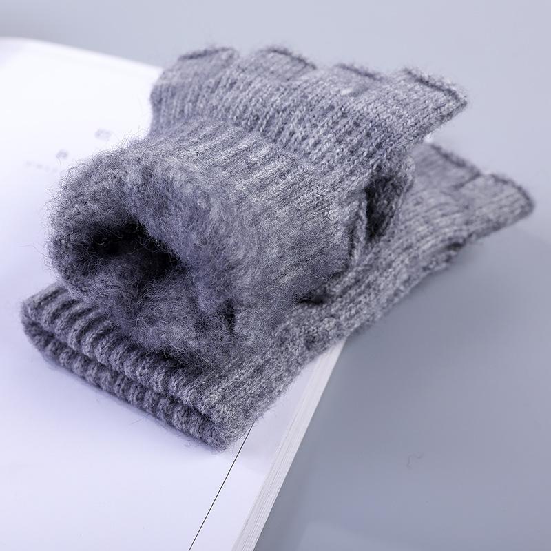 Men's winter fingerless gloves with lining and insulation, suitable for office work, study, and cycling