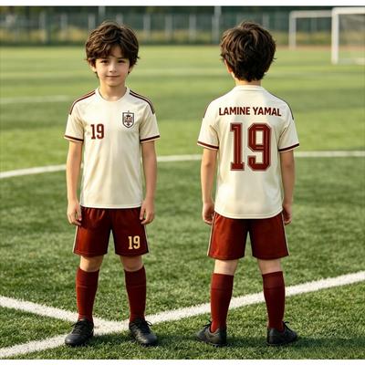 2026 Özel Yamal 19 Futbol Forması Tişört & Şort Seti, Tek Üst Mevcut, İspanya Taraftarları 2 Parça Takım Yazlık Erkek Kadın Çocuklar İçin