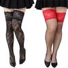New Plus Size Black Lace Mesh Silk Stockings For Oversize Women Sexy Non-Slip Fishnet Thigh High Thin Socks Xl Spring Summer
