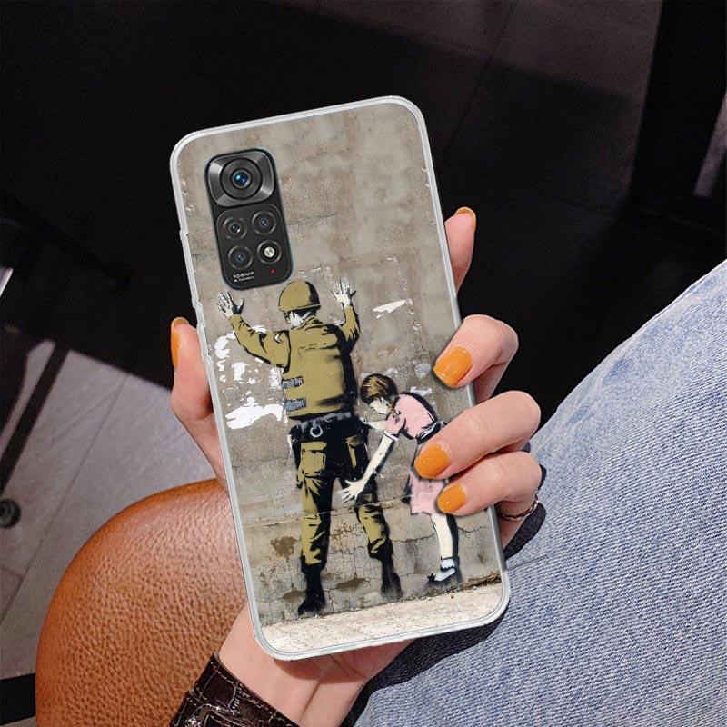 Street Art Banksy Graffiti Phone Case For Xiaomi Redmi Note 15 14 13 12S 12 11 Pro Plus 14S 11S 11E 10 10S 11T 5G Personalized C
