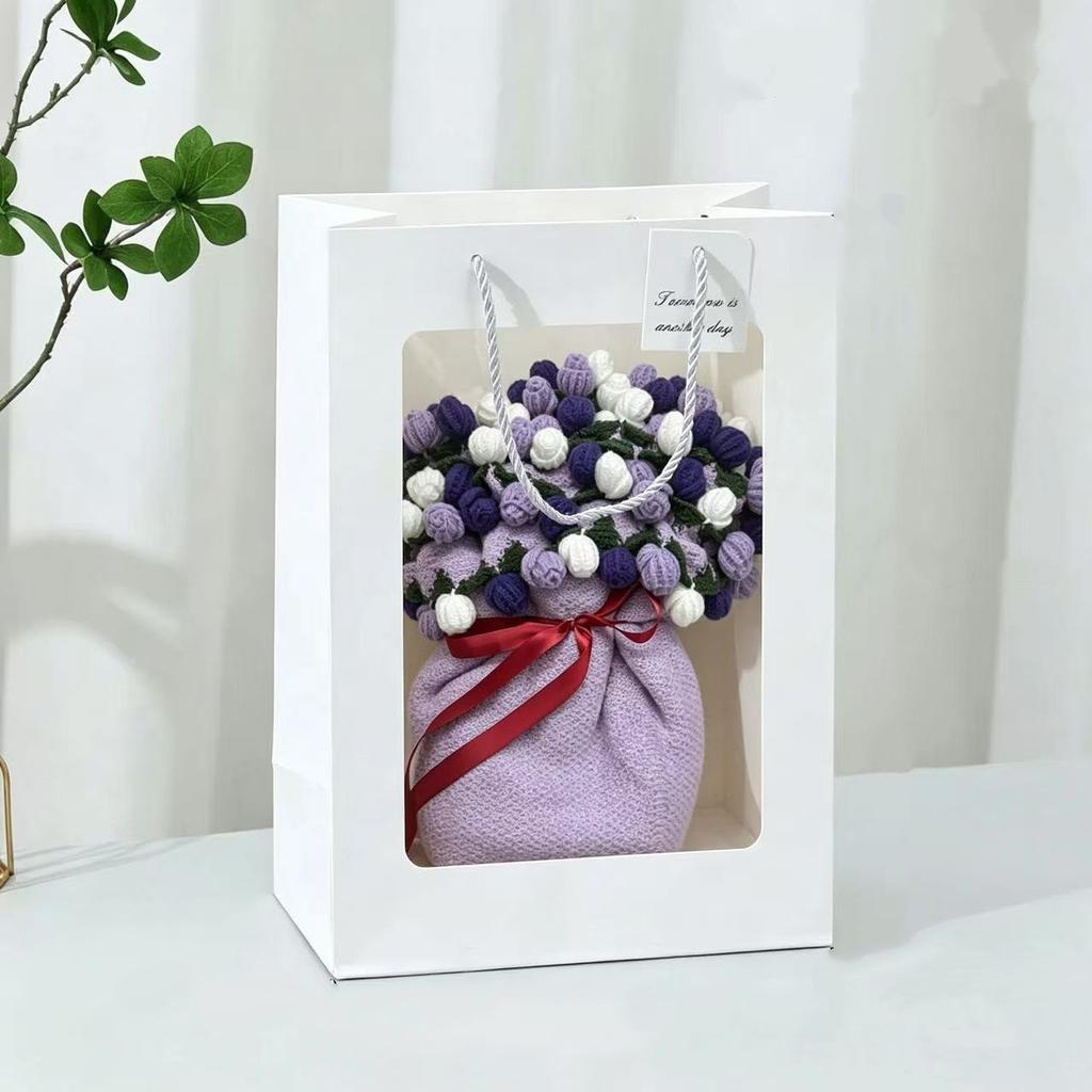 Handgestrickte Rose Blume Decke Strauß Romantisches Valentinstagsgeschenk Weiche Nickerchen Überwurfdecke