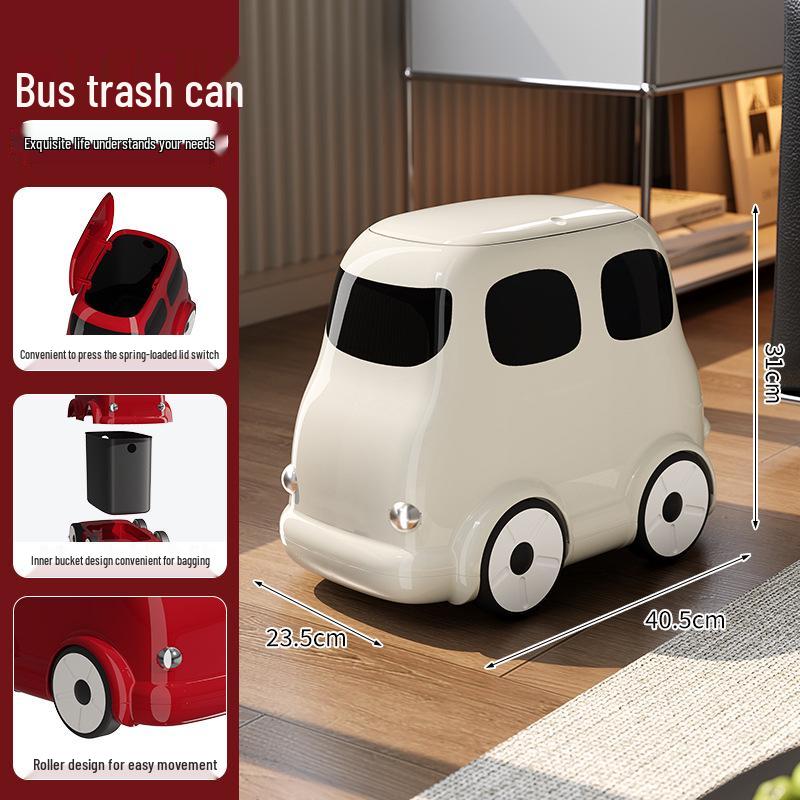2026 Baby Bus Trash Can: Large Capacity, Wheel-Equipped, Bend-Free Garbage Sorting Bin